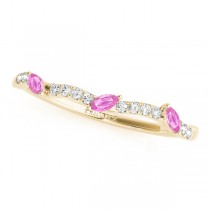 Twisted Oval Pink Sapphires & Diamonds Bridal Sets 14k Yellow Gold (1.73ct)