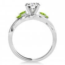 Marquise Peridot & Diamond Bridal Set Setting 18k White Gold (0.43ct)