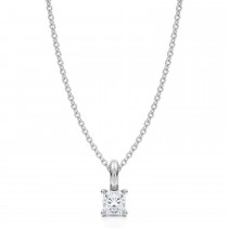 Cushion Lab Diamond 4-Prong Necklace 14K White Gold (0.33ct)