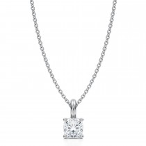 Cushion Lab Diamond 4-Prong Necklace 14K White Gold (0.50ct)