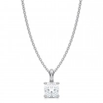 Cushion Lab Diamond 4-Prong Necklace 14K White Gold (0.75ct)