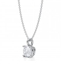Cushion Lab Diamond 4-Prong Necklace 14K White Gold (1.50ct)