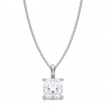 Cushion Lab Diamond 4-Prong Necklace 14K White Gold (2.00ct)