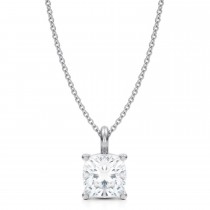 Cushion Lab Diamond 4-Prong Necklace 14K White Gold (2.50ct)
