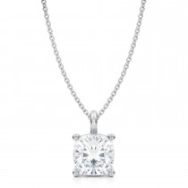 Cushion Lab Diamond 4-Prong Necklace 14K White Gold (3.00ct)