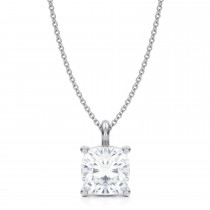 Cushion Lab Diamond 4-Prong Necklace 14K White Gold (3.50ct)