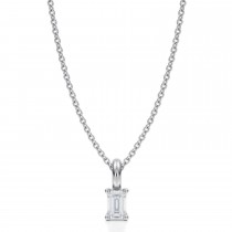 Emerald Lab Diamond 4-Prong Necklace 14K White Gold (0.25ct)