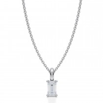 Emerald Lab Diamond 4-Prong Necklace 14K White Gold (0.33ct)