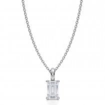 Emerald Lab Diamond 4-Prong Necklace 14K White Gold (0.50ct)