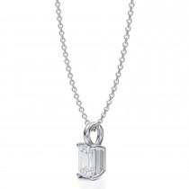 Emerald Lab Diamond 4-Prong Necklace 14K White Gold (0.50ct)