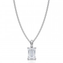 Emerald Lab Diamond 4-Prong Necklace 14K White Gold (0.75ct)
