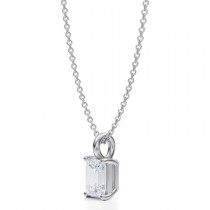 Emerald Lab Diamond 4-Prong Necklace 14K White Gold (0.75ct)