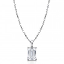 Emerald Lab Diamond 4-Prong Necklace 14K White Gold (1.00ct)