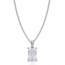 Emerald Lab Diamond 4-Prong Necklace 14K White Gold (1.50ct)