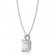 Emerald Lab Diamond 4-Prong Necklace 14K White Gold (1.50ct)