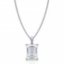 Emerald Lab Diamond 4-Prong Necklace 14K White Gold (2.00ct)