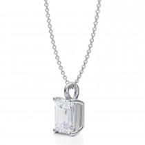 Emerald Lab Diamond 4-Prong Necklace 14K White Gold (2.00ct)