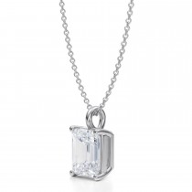 Emerald Lab Diamond 4-Prong Necklace 14K White Gold (2.50ct)