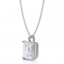 Emerald Lab Diamond 4-Prong Necklace 14K White Gold (3.50ct)