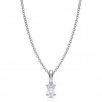 Oval Lab Diamond 4-Prong Necklace 14K White Gold (0.25ct)