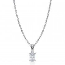 Oval Lab Diamond 4-Prong Necklace 14K White Gold (0.33ct)