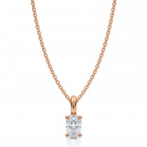 Oval Lab Diamond 4-Prong Necklace 14K Rose Gold (0.50ct)