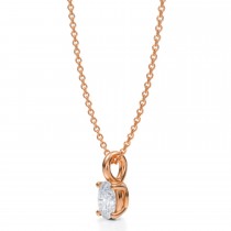 Oval Lab Diamond 4-Prong Necklace 14K Rose Gold (0.50ct)