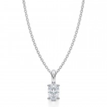 Oval Lab Diamond 4-Prong Necklace 14K White Gold (0.50ct)