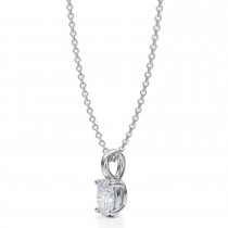 Oval Lab Diamond 4-Prong Necklace 14K White Gold (0.50ct)
