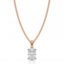 Oval Lab Diamond 4-Prong Necklace 14K Rose Gold (0.75ct)