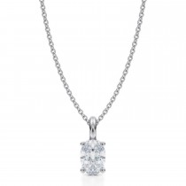 Oval Lab Diamond 4-Prong Necklace 14K White Gold (0.75ct)