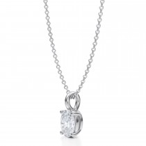 Oval Lab Diamond 4-Prong Necklace 14K White Gold (0.75ct)