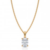 Oval Lab Diamond 4-Prong Necklace 14K Yellow Gold (0.75ct)