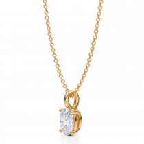 Oval Lab Diamond 4-Prong Necklace 14K Yellow Gold (0.75ct)