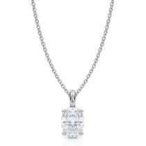 Oval Lab Diamond 4-Prong Necklace 14K White Gold (1.00ct)