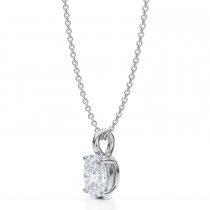 Oval Lab Diamond 4-Prong Necklace 14K White Gold (1.00ct)