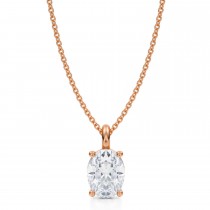 Oval Lab Diamond 4-Prong Necklace 14K Rose Gold (1.50ct)