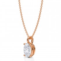 Oval Lab Diamond 4-Prong Necklace 14K Rose Gold (1.50ct)