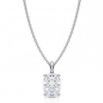 Oval Lab Diamond 4-Prong Necklace 14K White Gold (1.50ct)