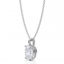 Oval Lab Diamond 4-Prong Necklace 14K White Gold (1.50ct)