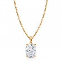 Oval Lab Diamond 4-Prong Necklace 14K Yellow Gold (1.50ct)