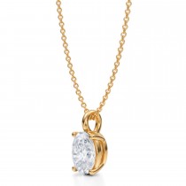 Oval Lab Diamond 4-Prong Necklace 14K Yellow Gold (1.50ct)