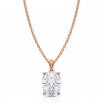 Oval Lab Diamond 4-Prong Necklace 14K Rose Gold (2.00ct)