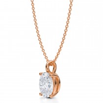Oval Lab Diamond 4-Prong Necklace 14K Rose Gold (2.00ct)