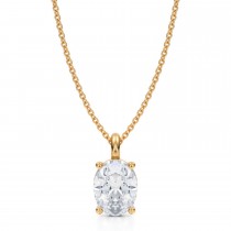 Oval Lab Diamond 4-Prong Necklace 14K Yellow Gold (2.00ct)