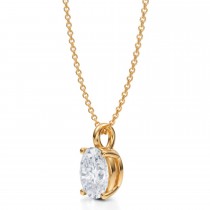 Oval Lab Diamond 4-Prong Necklace 14K Yellow Gold (2.00ct)