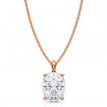 Oval Lab Diamond 4-Prong Necklace 14K Rose Gold (2.50ct)