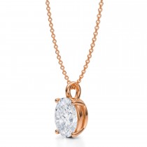 Oval Lab Diamond 4-Prong Necklace 14K Rose Gold (2.50ct)