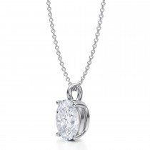 Oval Lab Diamond 4-Prong Necklace 14K White Gold (2.50ct)