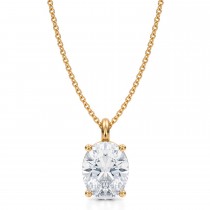 Oval Lab Diamond 4-Prong Necklace 14K Yellow Gold (2.50ct)